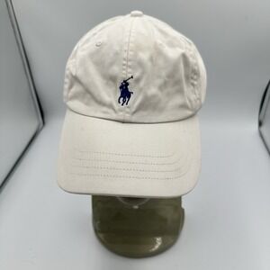 Polo Ralph Lauren Hat Ivory Strap Back Baseball Cap Pony Logo Preppy Y2K 2000s